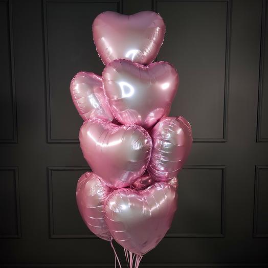 Pink Heart Foil Balloons Bouquet