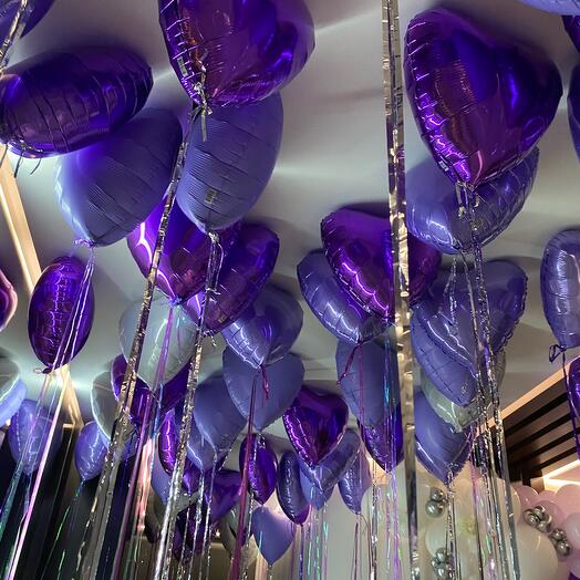 Purple & Blue Heart Ceiling Foil Balloons
