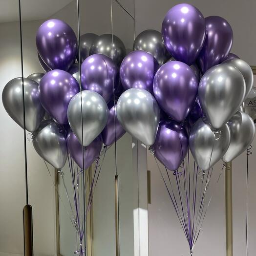 Purple & Silver Chrome Balloons Bouquets