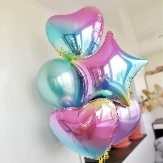 Rainbow foil balloons bouqute