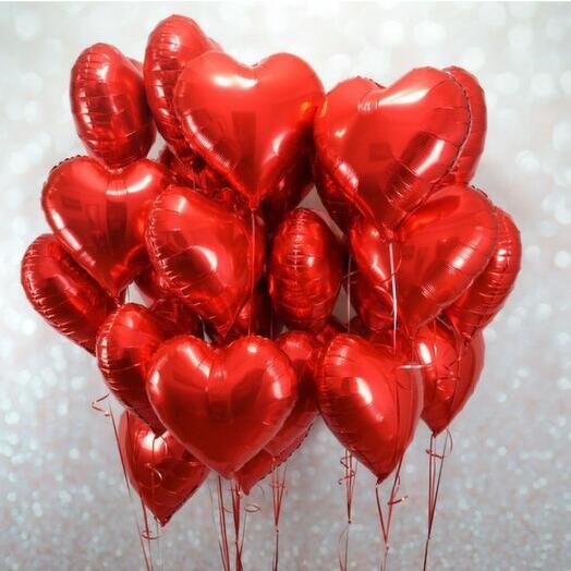 Red Heart Foil Balloons Bunches