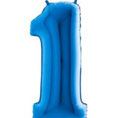34″ Blue Foil Number 1 Helium Balloon