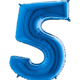 34″ Blue Foil Number 5 Helium Balloon