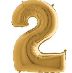 34″ Gold Foil Number 2 Helium Balloon