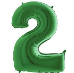 34″ Green Foil Number 2 Helium Balloon