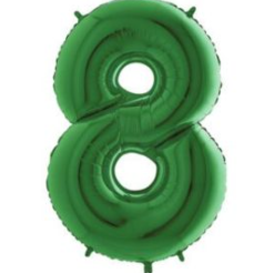 34″ Green Foil Number 8 Helium Balloon