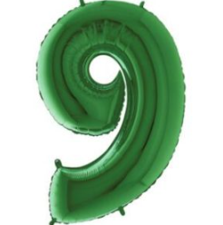 34″ Green Foil Number 9 Helium Balloon