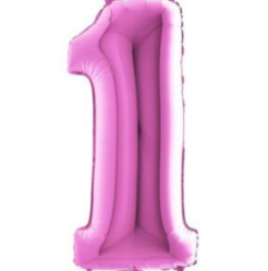 34″ Pink Foil Number 1 Helium Balloon