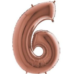 34″ Rose Gold Foil Number 6 Helium Balloon