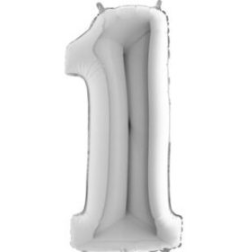 34″ Silver Foil Number 1 Helium Balloon