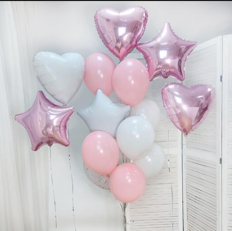 Star and Heart Foil with Latex Balloons Bouquet
