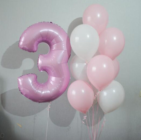 NUMBER 3 FOIL BALLOON WITH LATEX BALLOONS BOUQUET