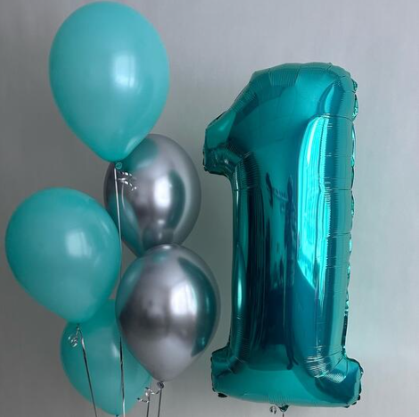 Number 1 Foil Balloons and Latex Balloons Bouquet