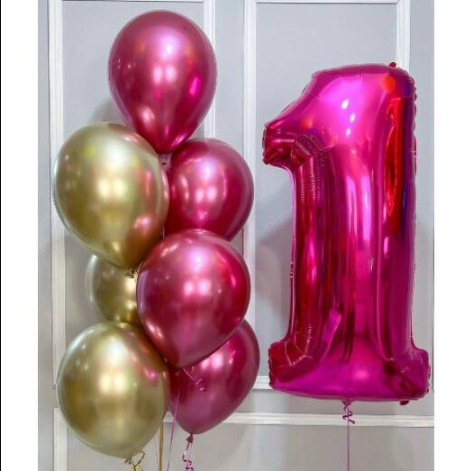 Number 1 Foil Balloons with Chrome latex balloons bouquet