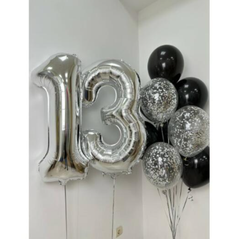 Number 13  Foil with Latex Balloons Bouquet
