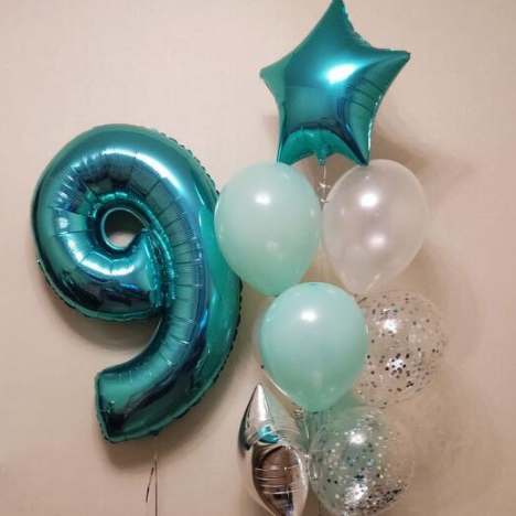 Number 09 Foil with Latex Balloons Bouquet
