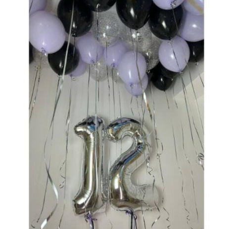 Number 1 & 2 Foil Balloons with Ceiling Balloons Bouquet