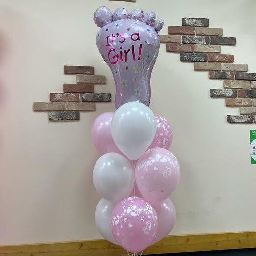 Its a Girl Foil Balloon with Latex Balloons Bouquet