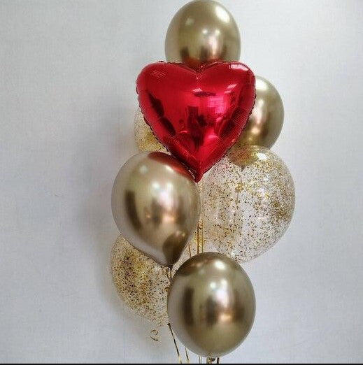 Heart Foil with  Latex balloons Balloons Bouquet