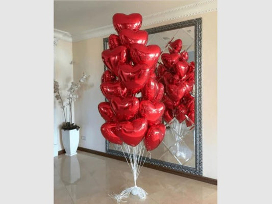 Heart shaped foil balloon bouquet