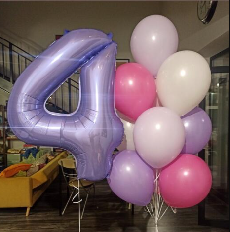 Number 4 Foil with Latex Balloons Bouquet