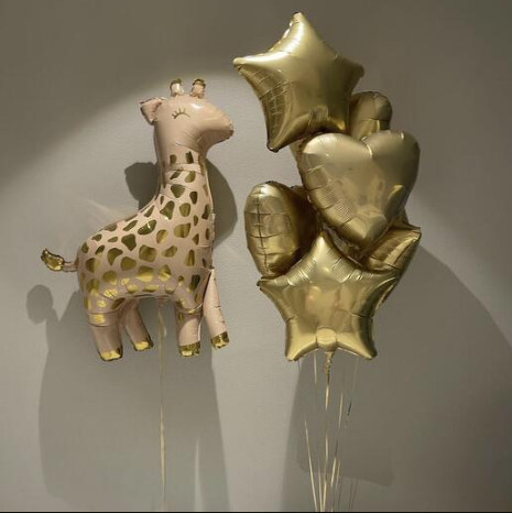 Giraffe , Heart and Star Foil Balloons Bouquet