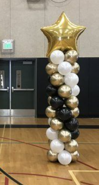 Latex Pillar Balloons With Gold Foil Star on Top