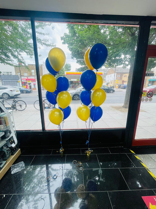 2 * Latex Blue & gold Balloons Bouquet