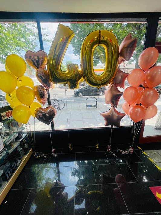 40 NUMBER FOIL BALLOON AND LATEX BALLOONS BOUQUET