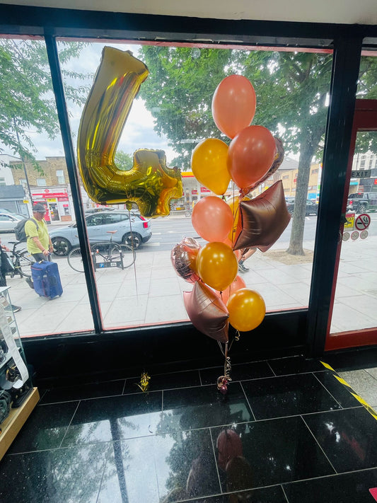 4 Number Foil Balloon with Heart, Star Foil and Latex  Balloons bouquet.