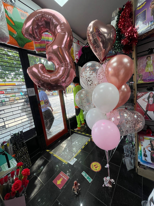 Number 3 Foil Balloon with latex balloons bouquet
