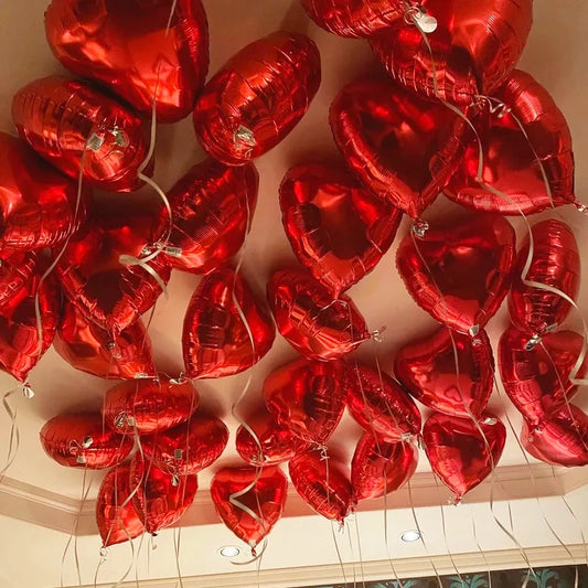 Red Heart Ceiling Foil Balloons
