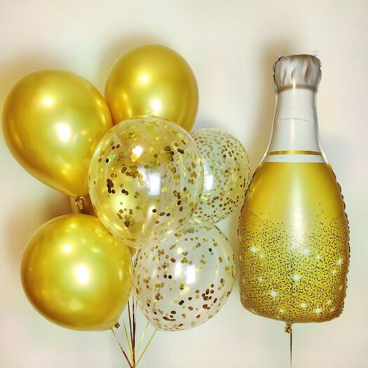 Champagne Foil with Chrome Latex Balloon Bouquet