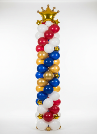 Balloons Pillar With White Red,Gold and Blue