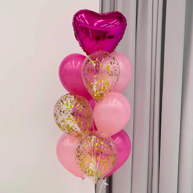Pink Heart and Latex Balloons Bouquet