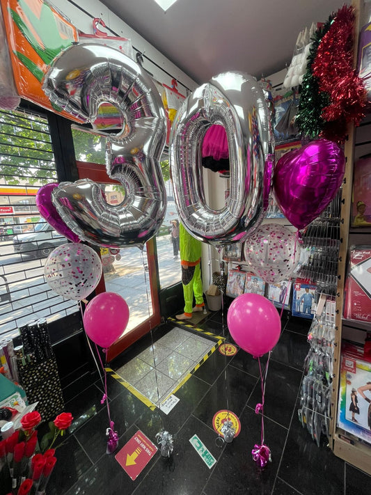 30 Number Foil With Latex Balloon Bouquet