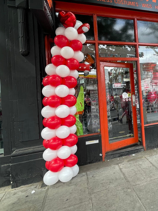Red And White Latex Balloons Pillar (Air Filled)