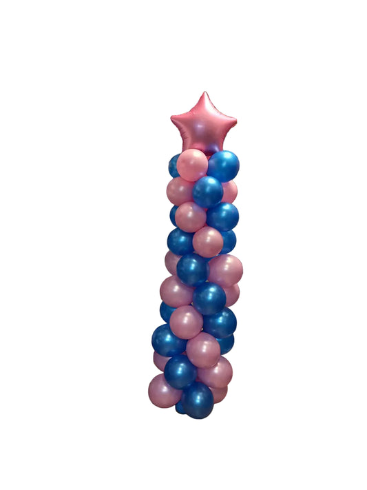 Balloons Pillar Blue and Pink with foil Star on Top
