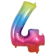 34″ Rainbow Foil Number 4 Helium Balloon
