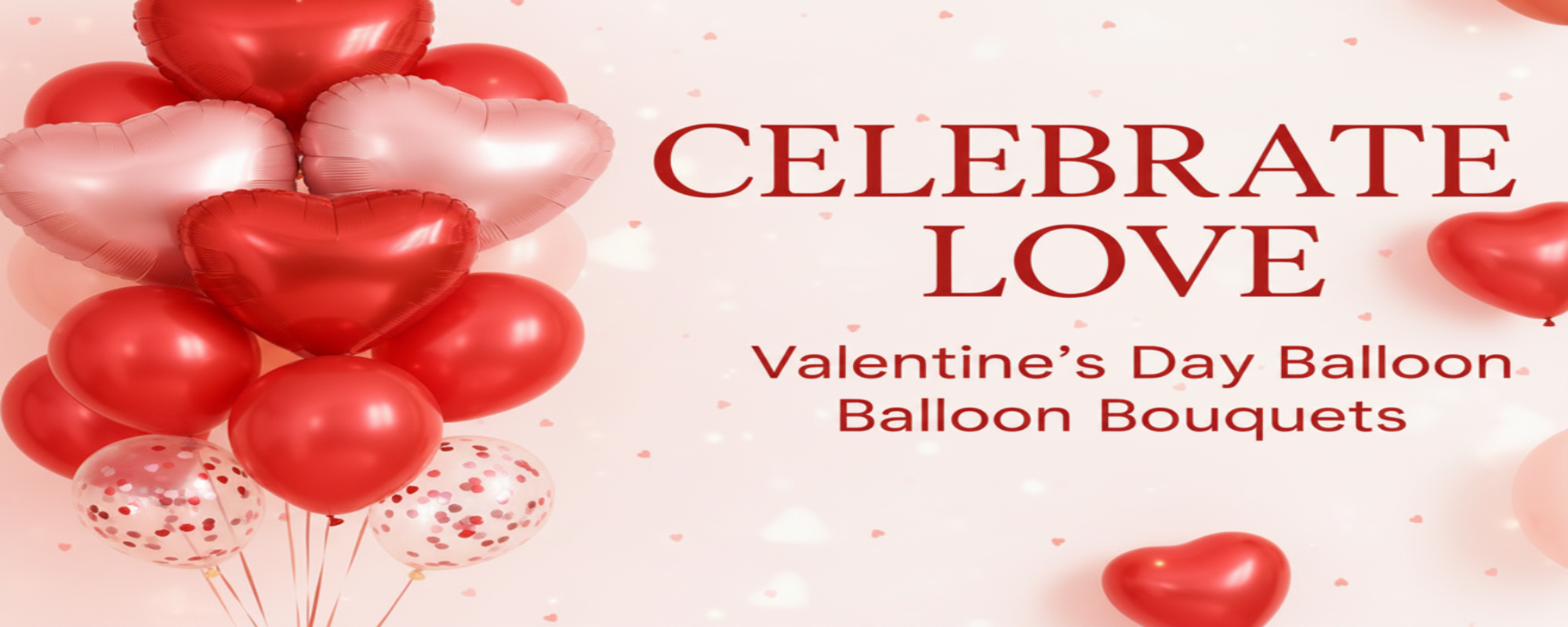 Valentine’s Day balloon bouquet delivery with heart-shaped balloons